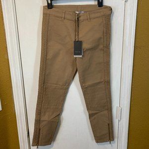 Toy G. women's size 26 dark tan crinkled side panel ankle zipper pants 29x27